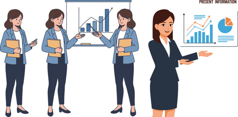 Obraz premium Businesswomen presenting project data with charts and graphs