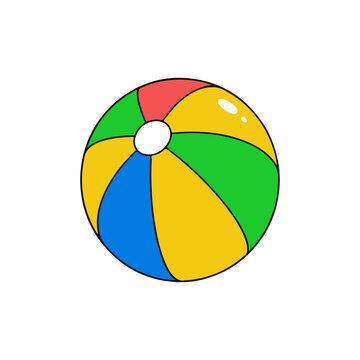 Colorful Inflatable Beach Ball Illustration - Vibrant Summer Toy Vector Icon