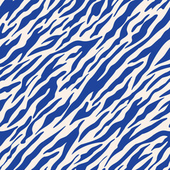 Blue Tiger, Decorative seamless pattern. Repeating background. Tileable wallpaper print. © Elbieta