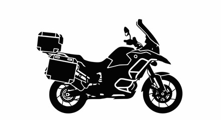 Obraz premium Black Motorcycle with Luggage.