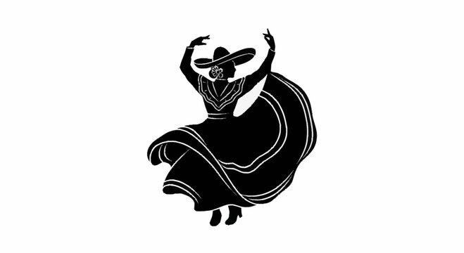 Traditional mexican folk dancer silhouette