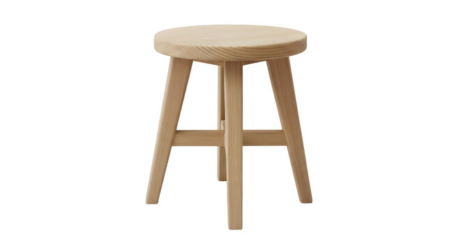 Simple wooden bar stool with three legs on a as isolated element