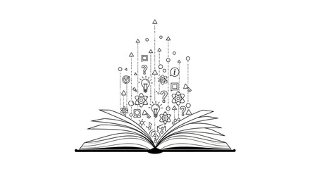 Open book unleashing education, innovation, and learning symbols © Nur