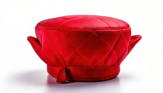 Vibrant Red Religious Hat - A Symbol of Faith and Tradition, Isolated on White.