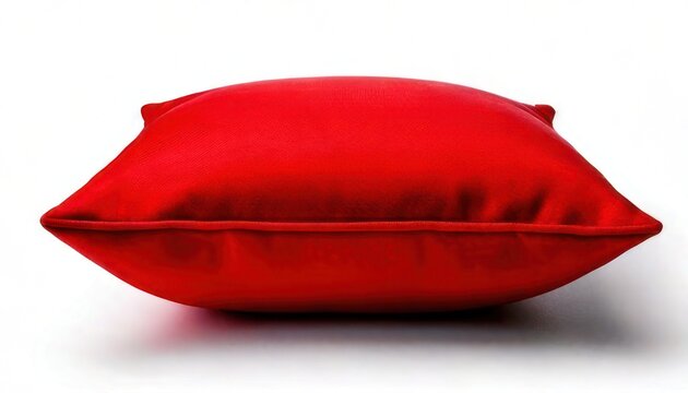 Vibrant Red Square Pillow on White Background - Soft and Comfortable Home Decor.