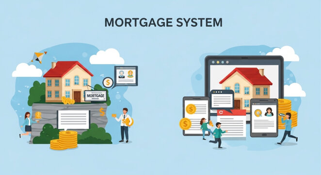 Mortgage System Concept Illustration.