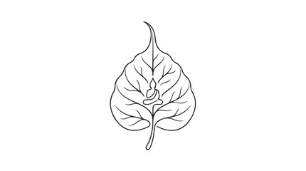 Minimalist hand drawn sketch of a Bodhi leaf with a meditating Buddha silhouette. © Atelier d’Alya