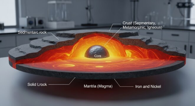 Detailed Cross Section of Earth's Internal Structure