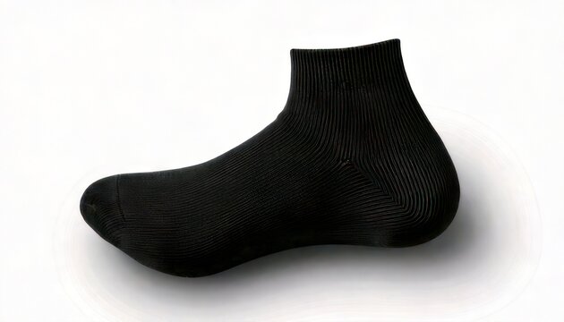 Black Ankle Sock Isolated on White Background - Comfortable Footwear for Everyday Wear.