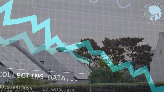 HUD COLLECTING DATA starting overlays numbers updating zigzag falling donut rotating showing trends