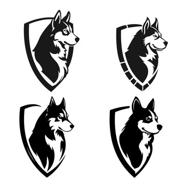 Set of dog logo designs isolated on white. modern canine emblems for branding and identity. dog logo, pet branding, canine emblem, business identity