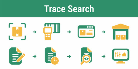 Fototapeta premium Logical flow for scanning a code opening passport records checking supplier data and reviewing lifecycle history Useful for audit tools support apps and supply chain dashboards