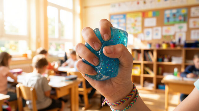 Jelly Cube Squeezing Toy in School