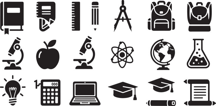 Education Icons and Symbols for Learning Materials