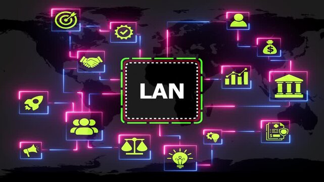 Lan network circuit board chip graphic animation.