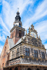 Obraz premium Waag Tower or Waagtoren in Alkmaar town, Netherlands