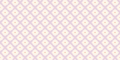 Folk style seamless pattern banner with geometric floral shapes and dots in pastel colors © oxygen_8