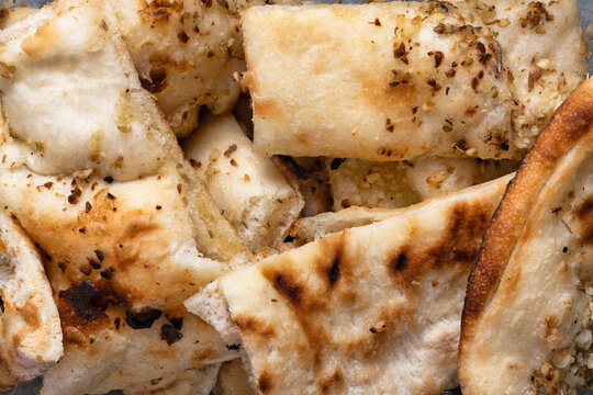 rustic italian home baked flatbread food background