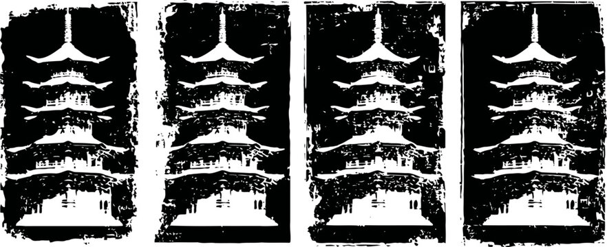 black vintage tire tread marks pattern set on white background, grunge texture design