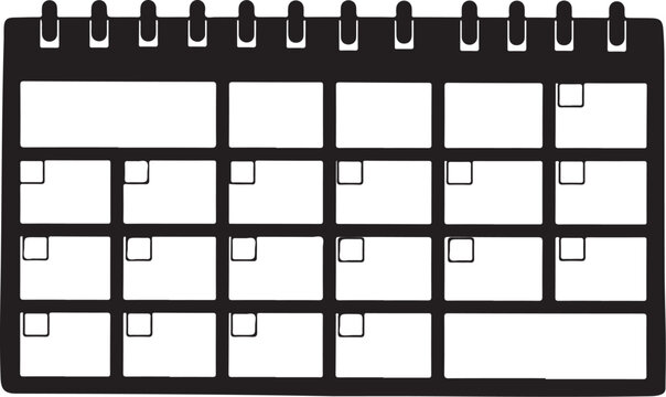 Blank calendar template with black and white design