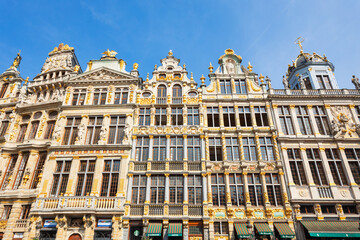 Fototapeta premium Guildhouses on Grand Place or Grote Markt square in Brussels city