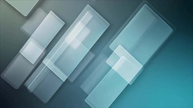 A beautiful commercial digital background showing close-up overlapping rectangular sheets of translucent glass reflecting clean ambient light.