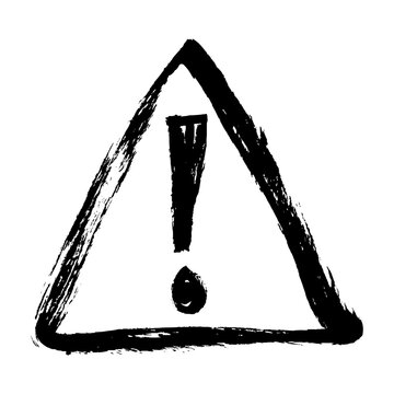 Grunge Brush Stroke Danger Icon. Vector Charcoal warning caution sign. 