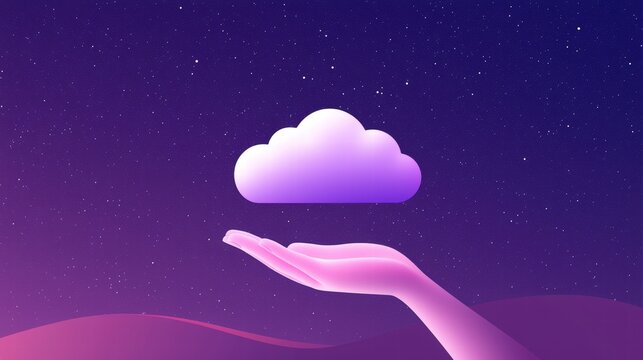 Cloud Networking Cloud Security Encryption Privacy Hand holding a smartphone with a secure cloud storage app, privacy focus.