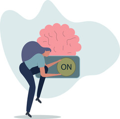 Turn on brain to think, creativity, thought or concentration, smart thinking or emotional intelligence, mindset, wisdom and knowledge concept.person's life situation and his activities. © Oleg