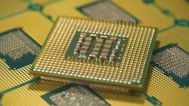 Central processing unit close up highlighting the intricate pin layout on the chip