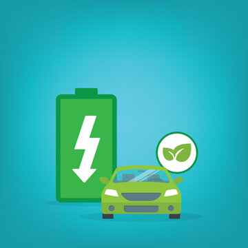 Electric Car Charging Concept with Green Energy Battery Eco Friendly Transportation 