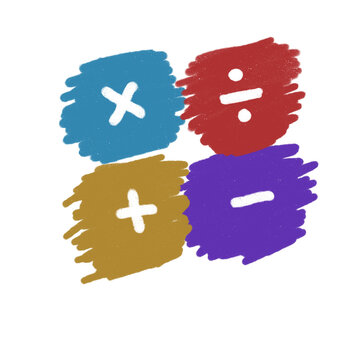 Colorful basic math symbols illustration
