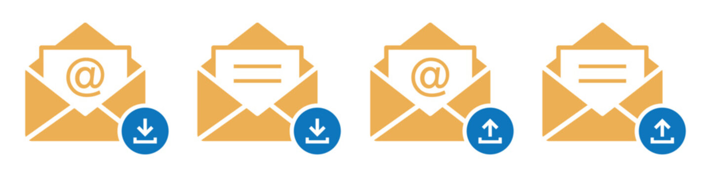 Mail message download and upload file icon illustration