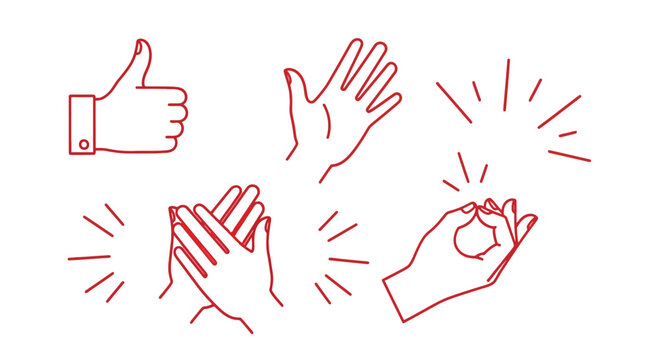 Hands making different gestures together.