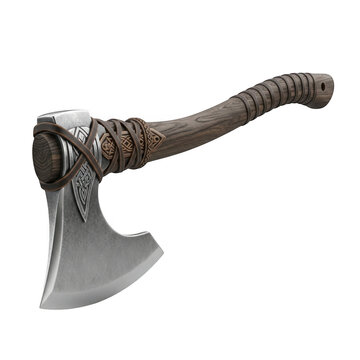 Antique blacksmith's hand ax with wrapped handle