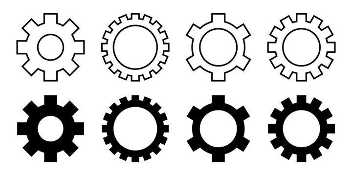 Settings gear configuration and cog icons