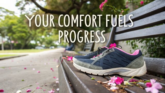 Comfortable Athletic Shoes on a Park Bench