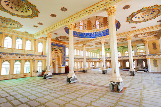 Masjidi Jami Central Mosque interior in Khujand, Tajikistan