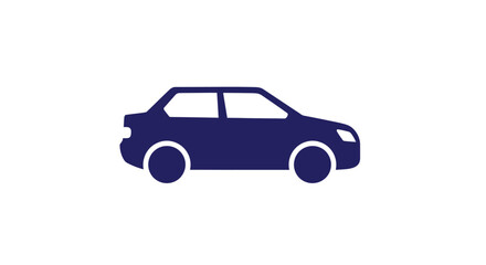 Obraz premium Dark blue car side view profile.