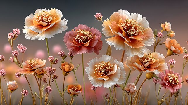 Vibrant wildflowers with soft gradient sky background high resolution image