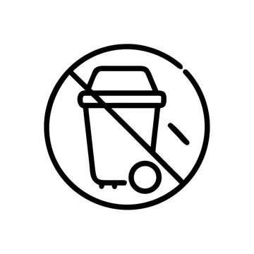 No dumpster or trash bin icon with red prohibition slash Vector