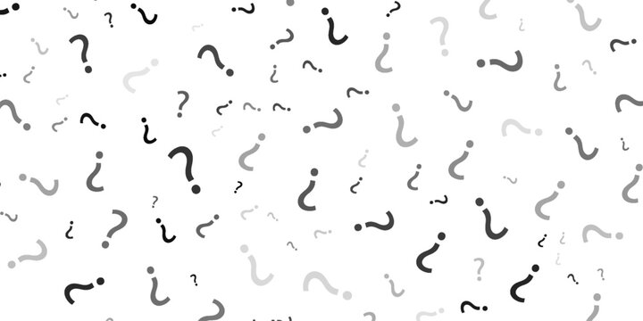 Question mark seamless pattern. Repeating interrogation patern. Hand drawn black simple icon on white sample background. Repeated modern wallpaper for design prints. Repeat swatch.