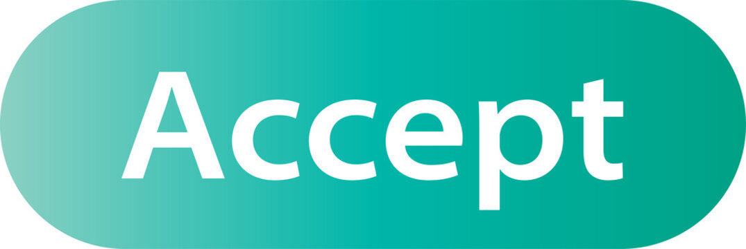green accept button with white text isolated on transparent background