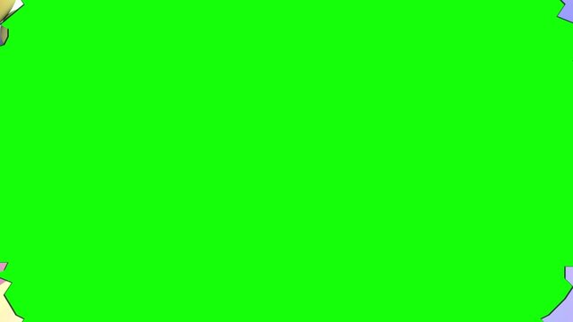Colorful balloons burst and reveal a green chroma key background, festive 3D animation perfect for celebrations, party transitions, event promos and cheerful video overlays
