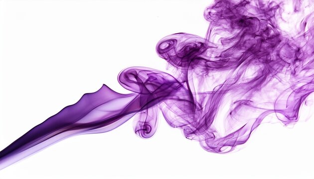 Purple Smoke Isolated On White Or Transparent