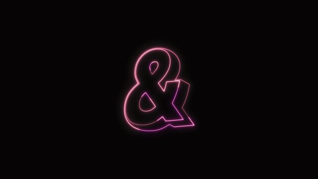  Ampersand Neon Text Seamless Loop 4K with Black Background Animated Promotional Typography for Video Editing