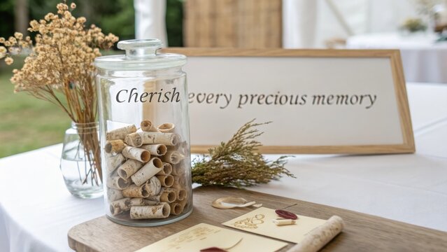 Glass Jar Filled with Cherished Memory Scrolls