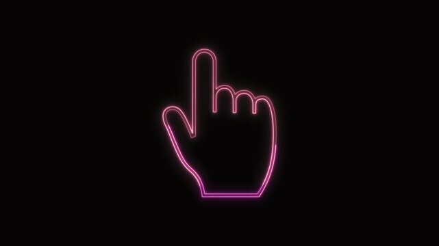  Backhand Index Pointing Up Icon Neon Seamless Loop 4K with Black Background Animated Promotional Typography for Video Editing
