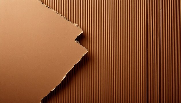 Fondo De Papel Marron Craft Con Trozo De Carton Corrugado A La Derecha De La Imagen Copy Space
