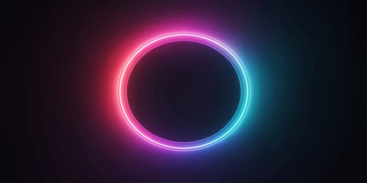 A glowing neon blue circle design shines like a bright eclipse in dark space, creating a vibrant star pattern illustration on a black vector wallpaper frame